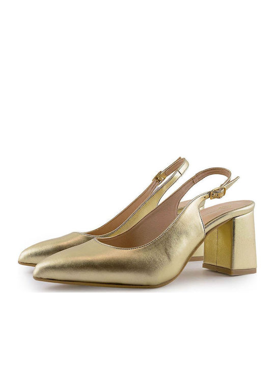 Stefania Gold High Heels with Strap