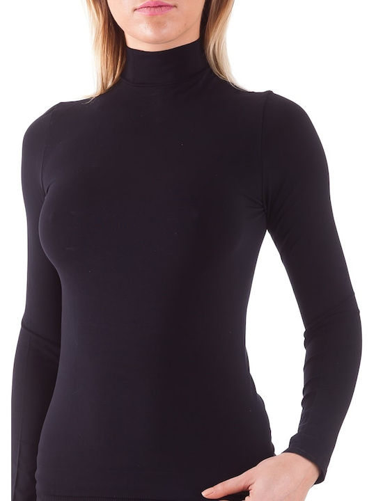 Women's Long Sleeve Turtleneck T-Shirt Black