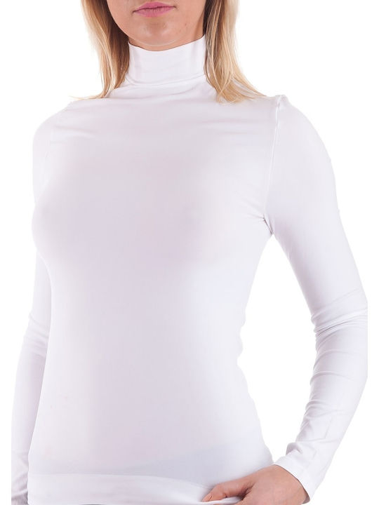 Diana Long Sleeve White Tricou pentru femei Pulover cu guler înalt