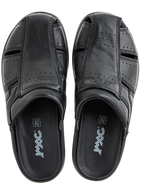 Leder Herrensandalen in Schwarz Farbe