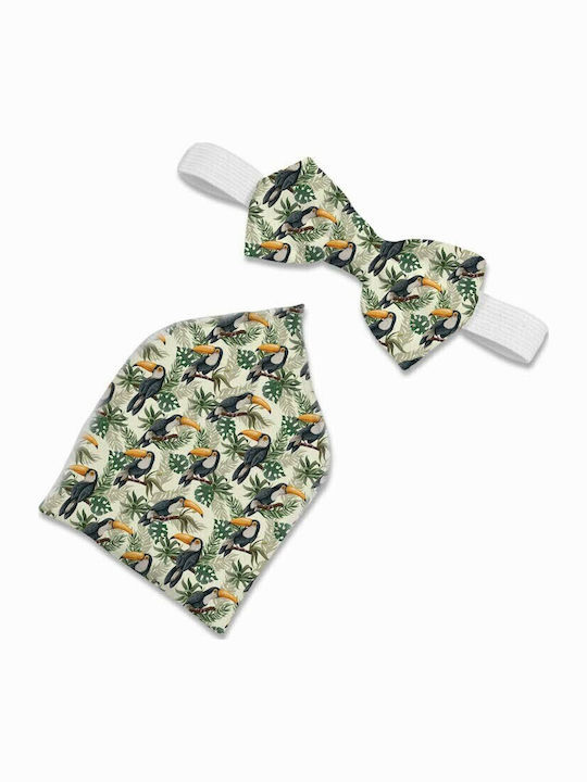 Bonjour Bebe Set Papion cu șapcă plată & batistă Verde