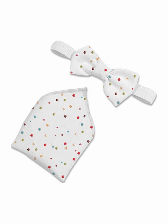 Bonjour Bebe Kids' Set Bow Tie with Handkerchief White