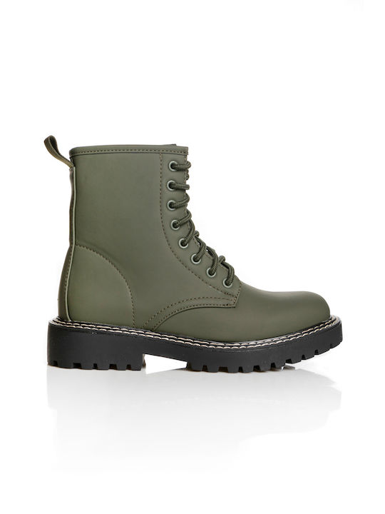 Shoe Art Women's Combat Boots Green