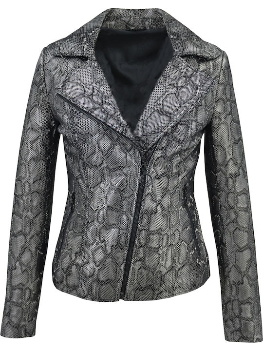 Damen Bikerjacke Silber