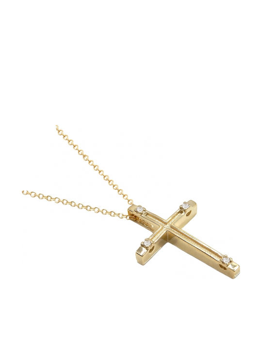 Polytimo Women's Gold Cross 14K with Chain