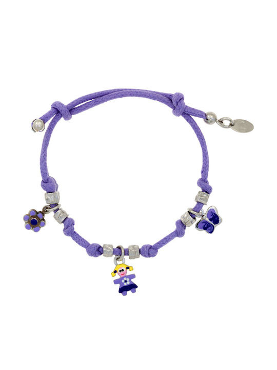 Woofie Kinderarmband Makramee aus Silber mit Schmetterling