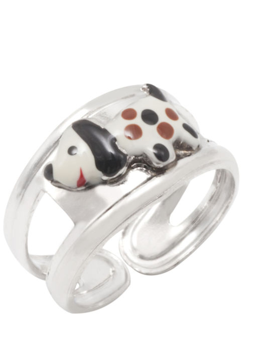 Woofie Silver Opening Kids Ring with Design Animals 5085