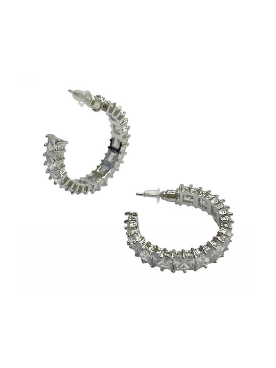 Kostibas Fashion Earrings Hoops with Stones