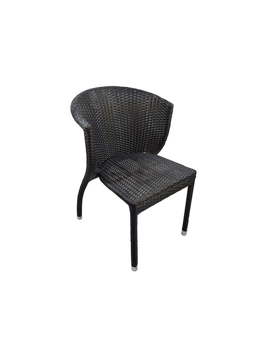 Πολυθρόνα Εξωτερικού Χώρου Rattan Μαύρη 52x46x80εκ.