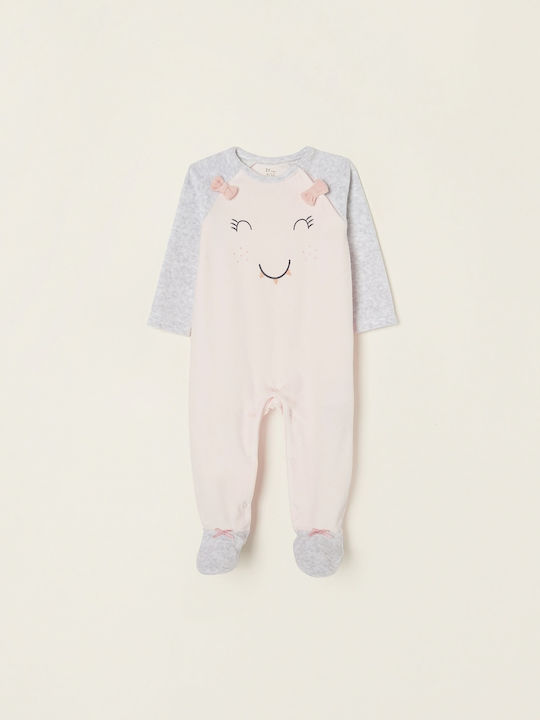 Zippy Baby Bodysuit Set Long-Sleeved Velvet Pink