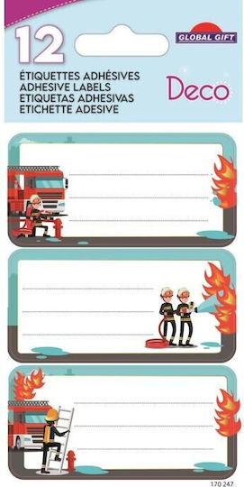 Global Gift Ετικέτες Τετραδίων 7x3.3cm 12τμχ Firefighters