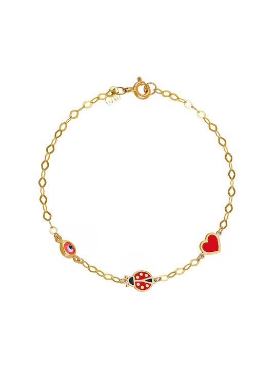 Ioannis Kosmima Kids Bracelet Chain from Gold 14K with Heart