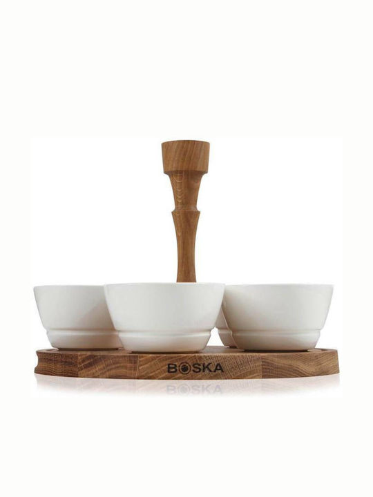 Boska Holland Ceramic Dessert Divided Serving Tray with 5 Positions White Ø26cmxY19.5cm 26x26x19.5cm