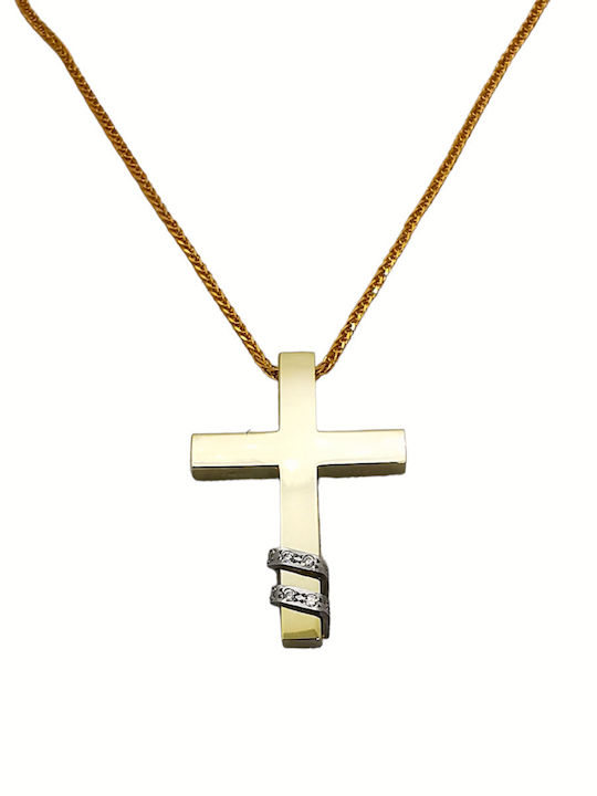 Kosmima1 Damen Gold Kreuz 14K mit Kette