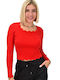 Potre Women's Blouse Long Sleeve Red