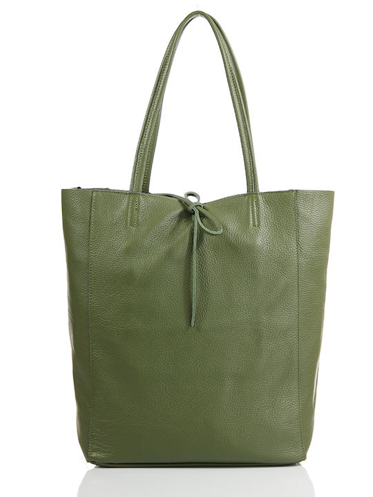 Passaggio Leather Leather Women's Bag Shopper Shoulder Green