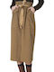 Silvian Heach High Waist Midi Skirt in Brown color