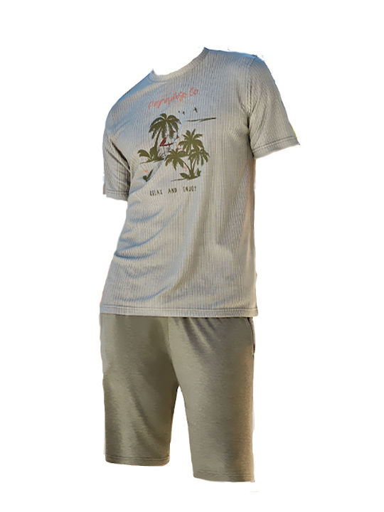 Berrak Men's Summer Pajamas Set Green