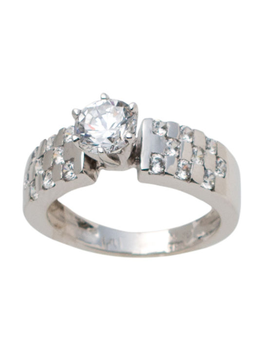 Kontopoulos Single Stone from White Gold 14K