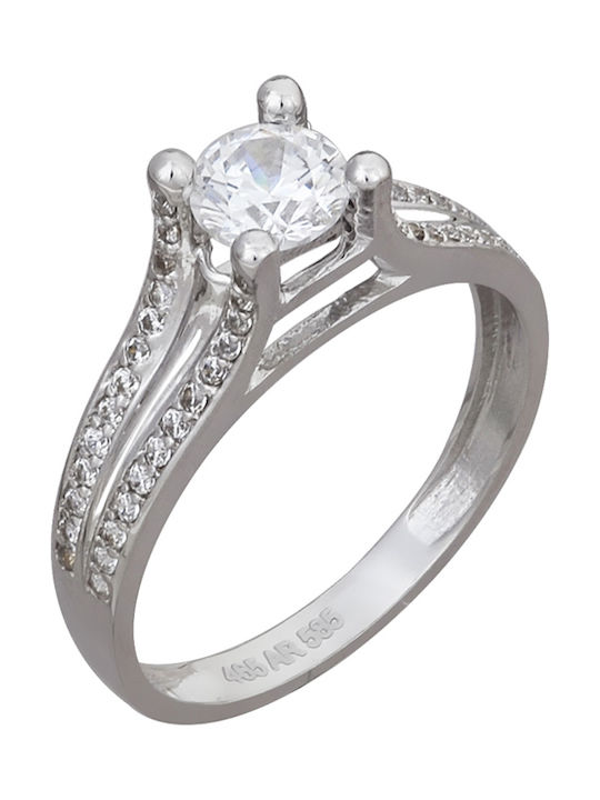 Kontopoulos Single Stone from White Gold 14K