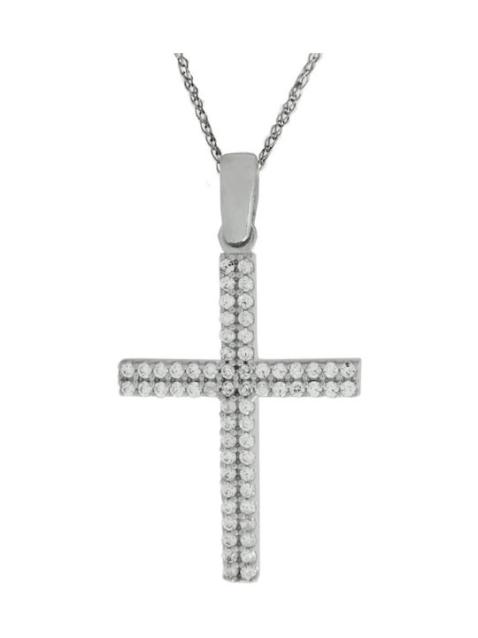 Katsigiannis Women's White Gold Cross 14K with Chain