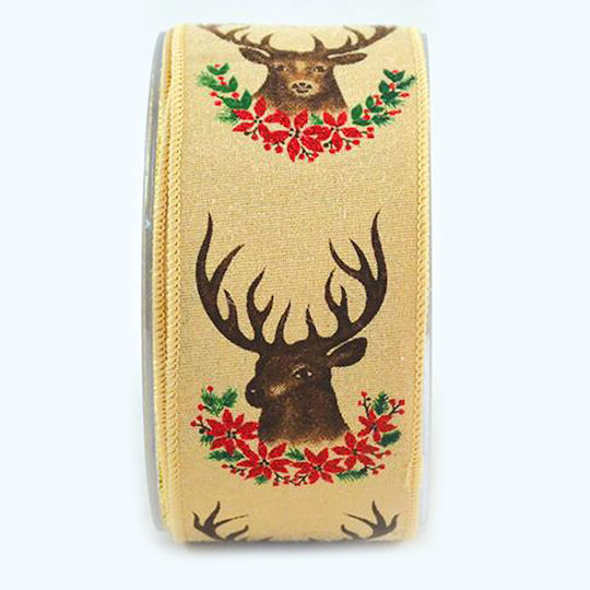 Kappa Decor Christmas Ribbon Beige 900x5.5cm 1pc