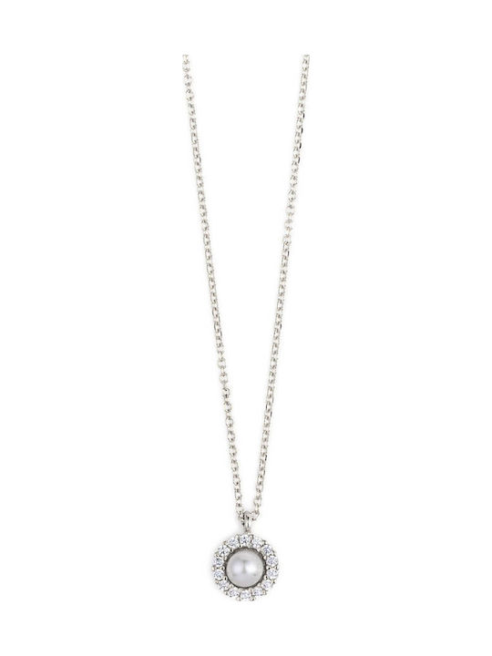 George Art Jewels Κολιέ από Λευκόχρυσο 14Κ με Πέρλες