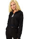 Изрязан Дамски Суитшърт Худи Черен