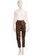 Women's High-waisted Fabric Trousers Brown