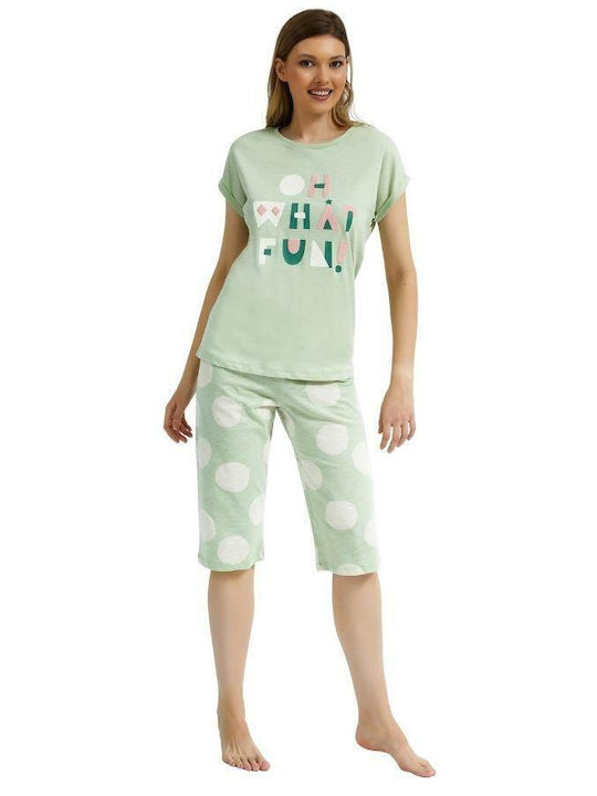 Roly Poly De vară Set Pijamale pentru Femei De bumbac Verde