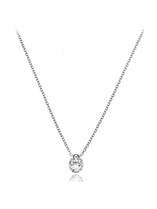 Paraxenies Necklace from White Gold 9 K with Zircon