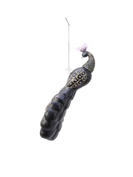 Pfau Glasartiger Schwarzes Weihnachtsbaumschmuck 6.2x2cm