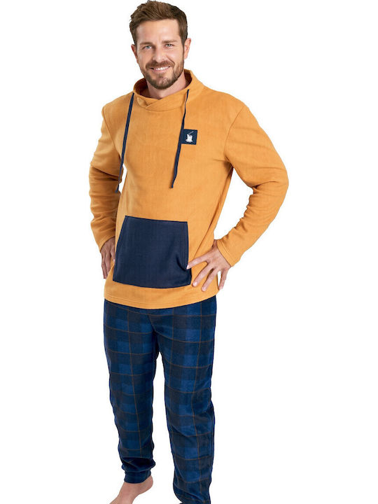 Muydemi Winter Checked Men's Pyjama Pants Yellow