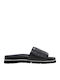 Leather Women's Flat Sandals in Black Color