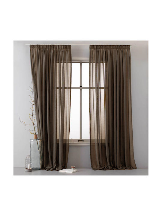 Saray Home Curtain with Pencil Pleat Brown 300x280cm