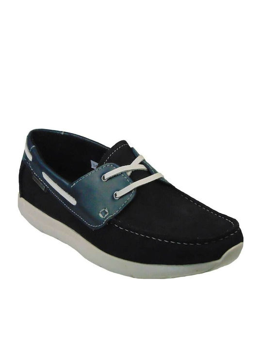 Pegada Men's Leather Boat Shoes Blue