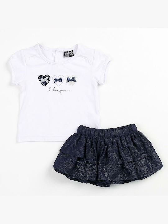 Losan Kids Set with Skirt Summer 2pcs White