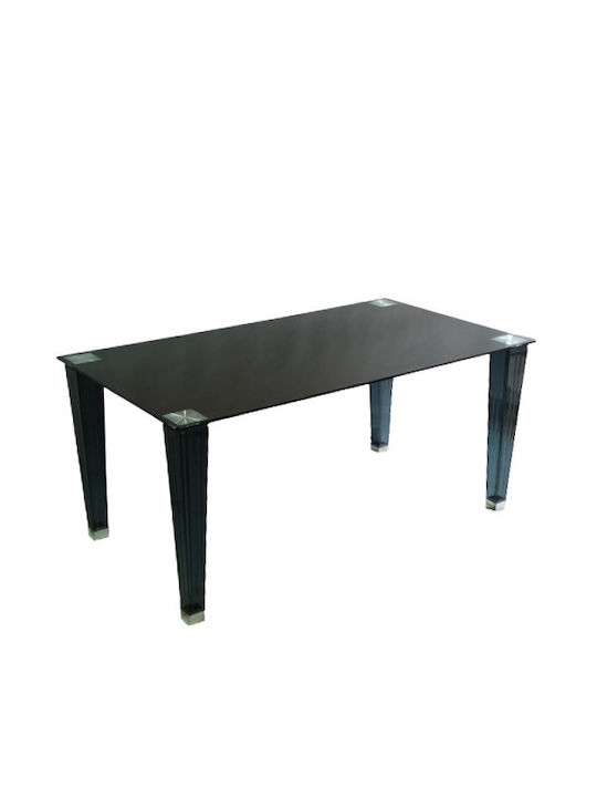 Table Dining Room with Glass Surface Grey / Black 160x90x75cm