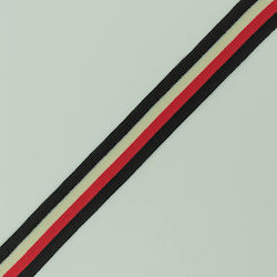 Gurtband Gestrickt Schwarz Creme Rot 2,5cm Meter