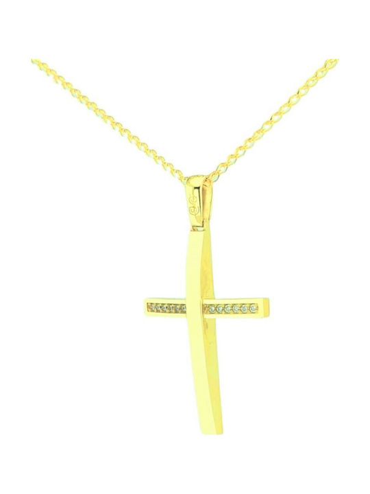 Papadopoulos Gold Γυναικείος Χρυσός Σταυρός 14Κ χωρίς Αλυσίδα