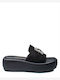 Δερμάτινα Γυναικεία Σανδάλια Flatforms Μαύρα
