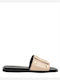 Leather Women's Flat Sandals in Beige Color