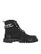 Lederne Kinderstiefel mit Schnürsenkeln Schwarz