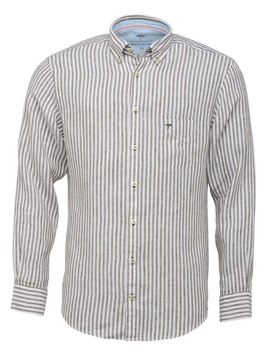 Fynch Hatton Men's Shirt Long Sleeve Linen Striped White