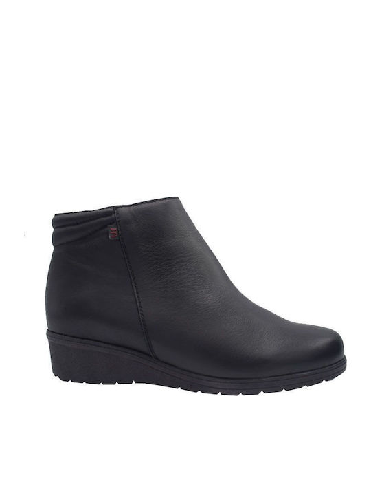 Leder Stiefeletten Damen Schwarz