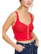 Women's Crop Top Cotton with Straps Red