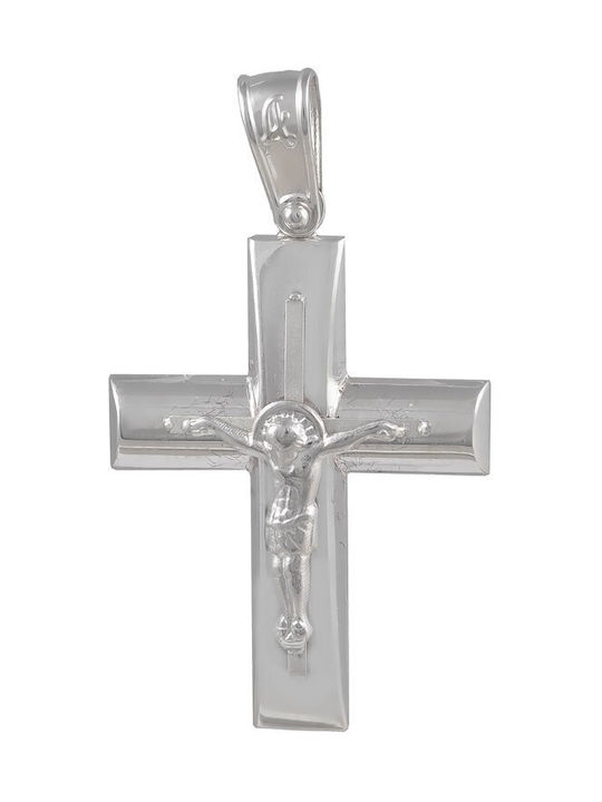 Men's White Gold Cross 14K with the Crucified