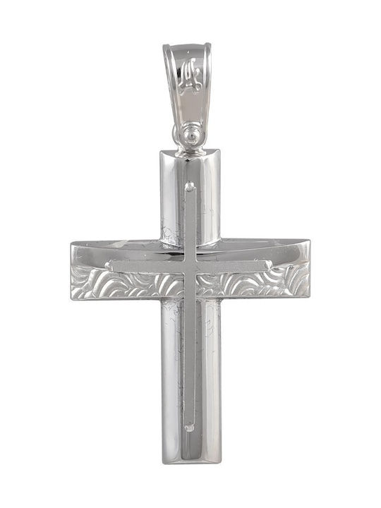 Men's White Gold Cross 14K