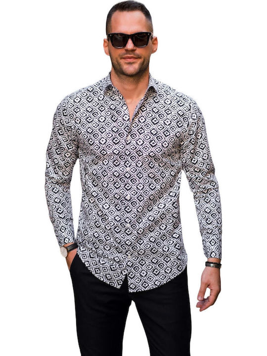Vittorio Langärmlig Baumwolle Hemd Polka Dot Black
