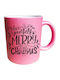 Christmas Mug Ceramic Pink 1pcs